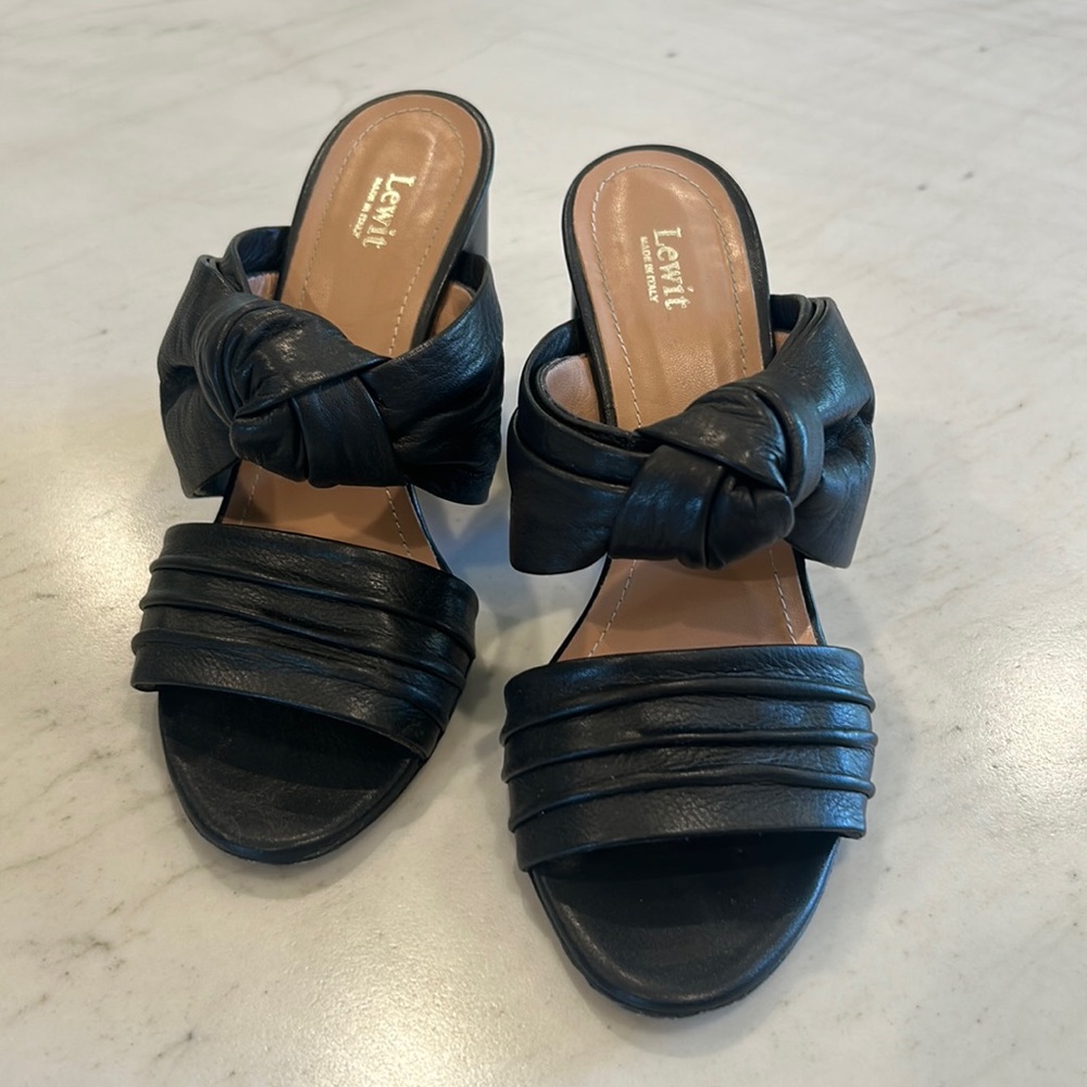Lewitt black heeled sandal mules